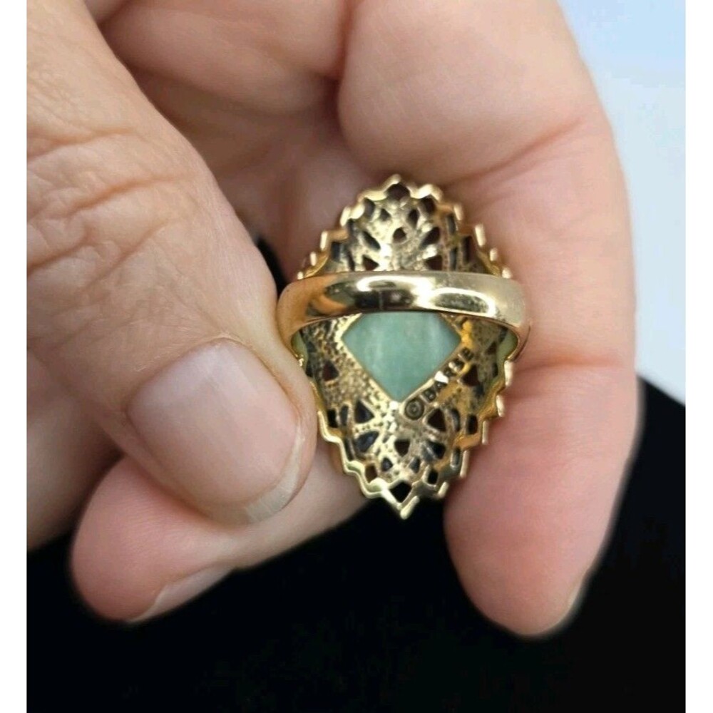 Vintage BARSE Thai Copper Filigree Statement Ring w/Green Turquoise Sz 8 Y2K - Picture 8 of 10